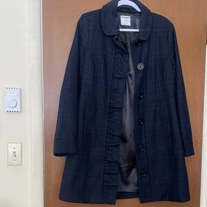 Old Navy Women's Dark Blue Plaid Coat